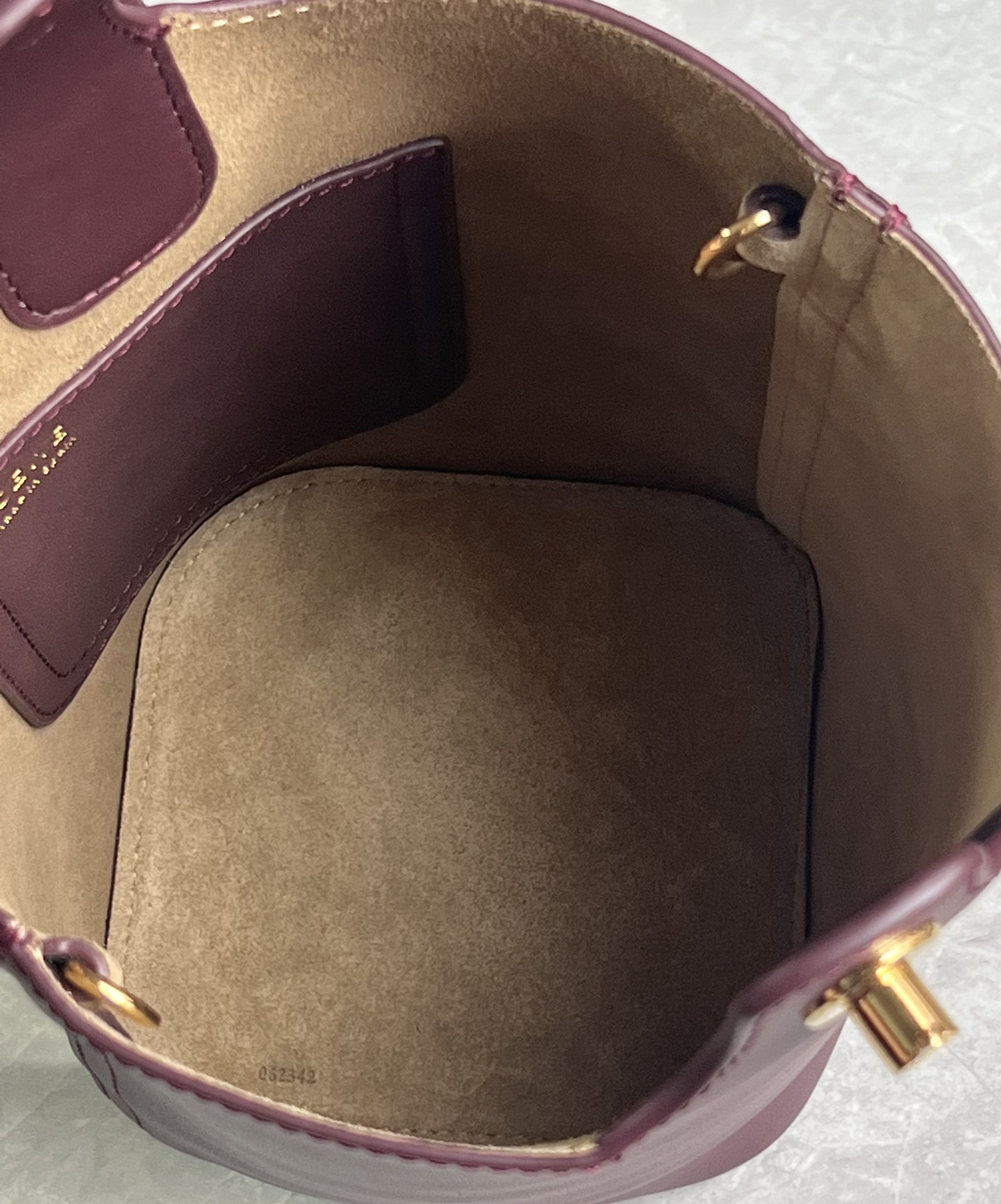 Loewe Mini Pebble Bucket in Mellow Calfskin Dark Purple